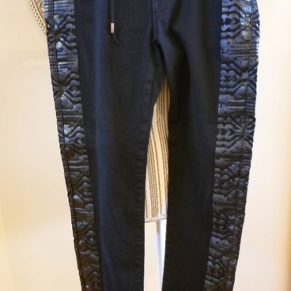 Custo Barcelona Black Embossed Jeans with Silver Gray Metallic Leg Stripe. - Picture 13 of 13